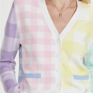 English Factory Pastel Checkered Cardigan